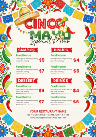 White Joyful Cinco de Mayo Special Menu A5 template