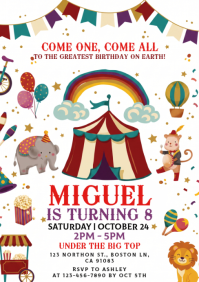 White Children's Birthday Party A5 Template