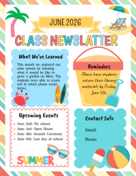 White Joyful Class Newsletter Flyer ใบปลิว (US Letter) template