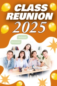 White Joyful Class Reunion 2025 Poster Póster template
