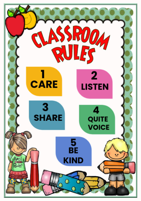White Joyful Class Room Rules  A2 template