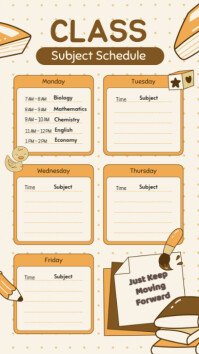 White Joyful Class Subject Schedule Template | Cute Printable School Timetable For Students Digital Digitalanzeige (9:16)