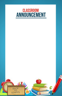 White Joyful  Classroom Announcement  Tabloid template