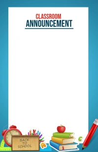 White Joyful  Classroom Announcement  Tabloid template
