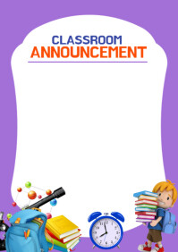 White Classroom Announcement A4 Template