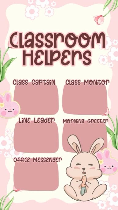 White Joyful Classroom Helper Chart Instagram Story template