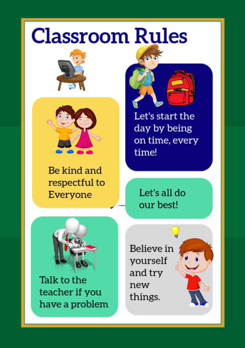 White Joyful Classroom Rules A4 template