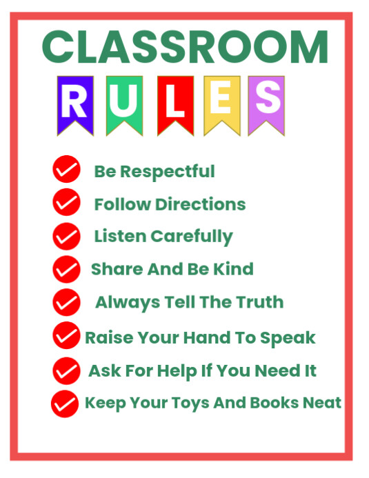 White Joyful Classroom Rules Flyer (us Letter) template