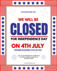 White Joyful Closed For 4th July Independence Day Instagram Portrait template