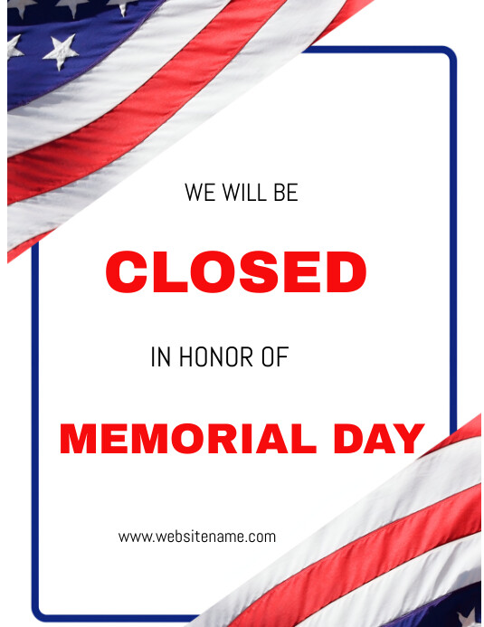 White Joyful Closed For Memorial Day Flyer ( Template | PosterMyWall