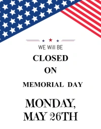 White Joyful Closed Memorial Day  Poster/wallboard Poster/pannello template