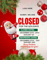 White Joyful Closed Notice For Holidays  Flyer (us Letter) template
