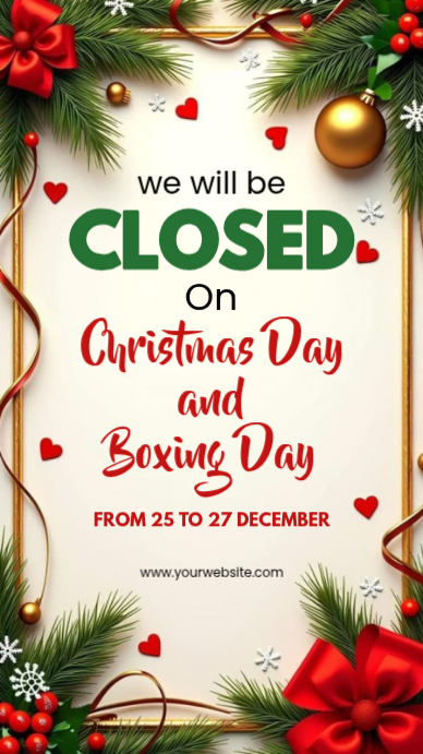 White Joyful Closed On Christmas And Boxing Day Instagram Story template