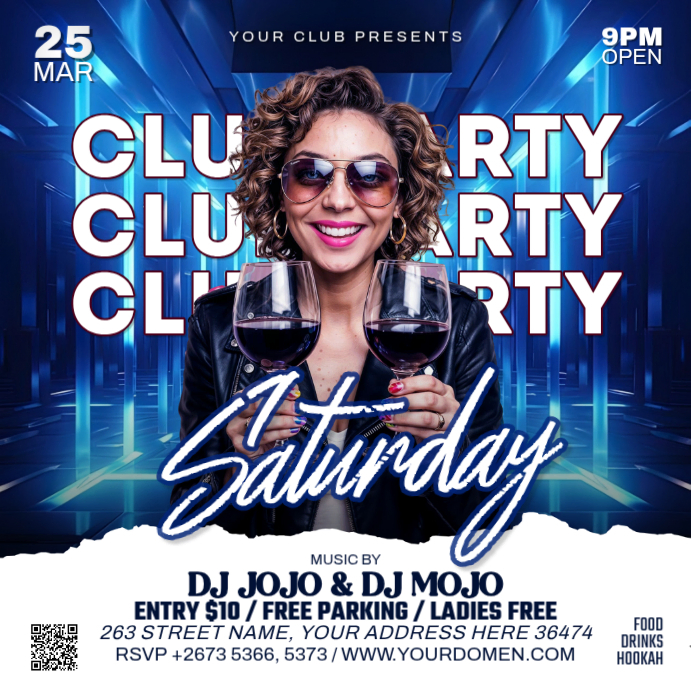 White Joyful Club Party Instagram Post Template | PosterMyWall