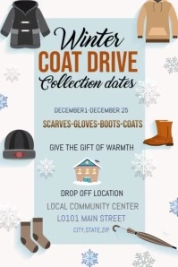 White Joyful Coat Drive Poster template