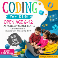 Белый Kids Coding Class Pos Instagram Template
