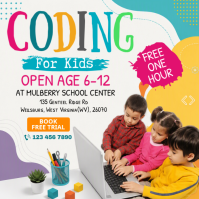白色 Coding for Kids Instagram-Beitrag Template