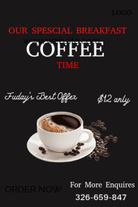 White Joyful Coffee Poster template