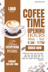 White Joyful Coffee Vibes  Poster template