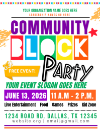 White Joyful Community Block Party Flyer Volantino (US Letter) template