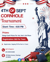 White Cornhole Tournament Instagram Portrait Template