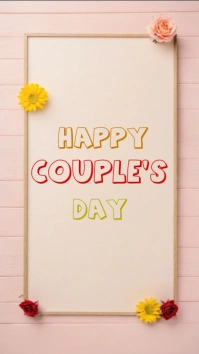 White Joyful Couple's Day  Digital Display (9 template