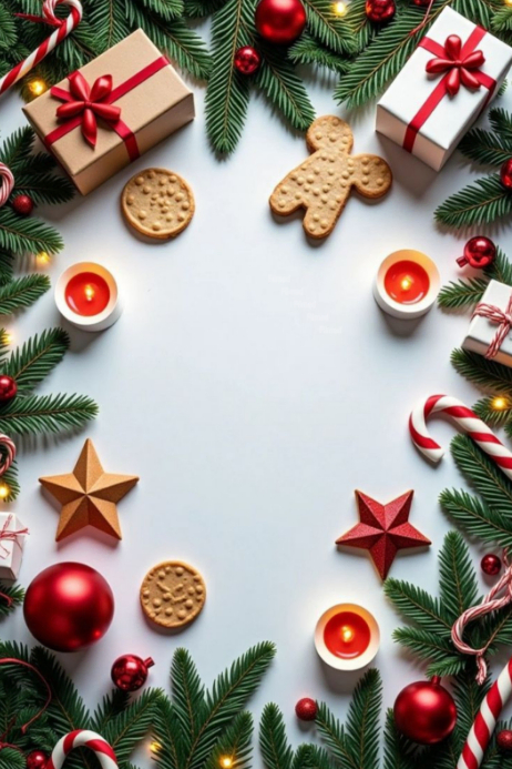 White Joyful Cozy Christmas Treats Frame Poster Template | PosterMyWall