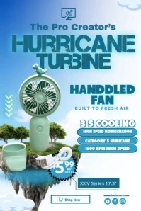 White Joyful Creative Handheld Fan Flyer Poster template