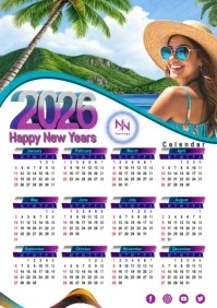 White Joyful Customizable 2026 Calendar Template – Editable With Your Own Photos A2