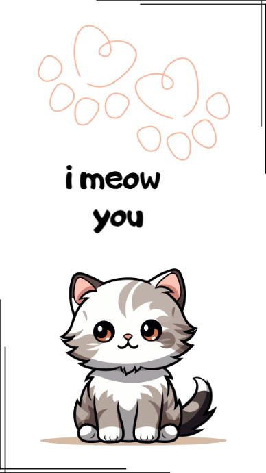 White Joyful Cute Cat Mobile Wallpaper Design Digital Display (9:16) template