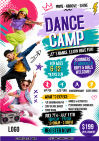 White Dance Camp A4 Template