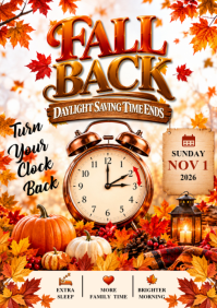 White Daylight Saving Time Reminder A5 Template