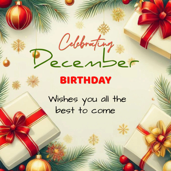 Plantilla de White Joyful December Birthday Card Logo | PosterMyWall
