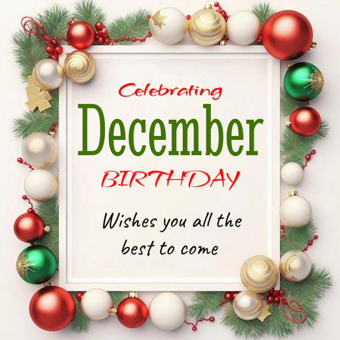 Printable December Card White Joyful December Birthday Card Logo Template | PosterMyWall