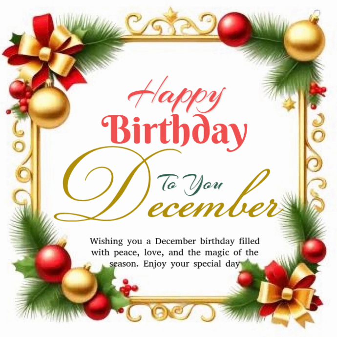 Copy of White Joyful December Birthday Card Logo | PosterMyWall