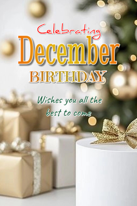 Plantilla de White Joyful December Birthday Card Poster | PosterMyWall