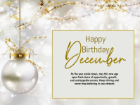 White Joyful December Birthday Card  Yard Sign template