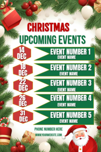 White Joyful December Upcoming Events Flyer Template Pinterest Graphic