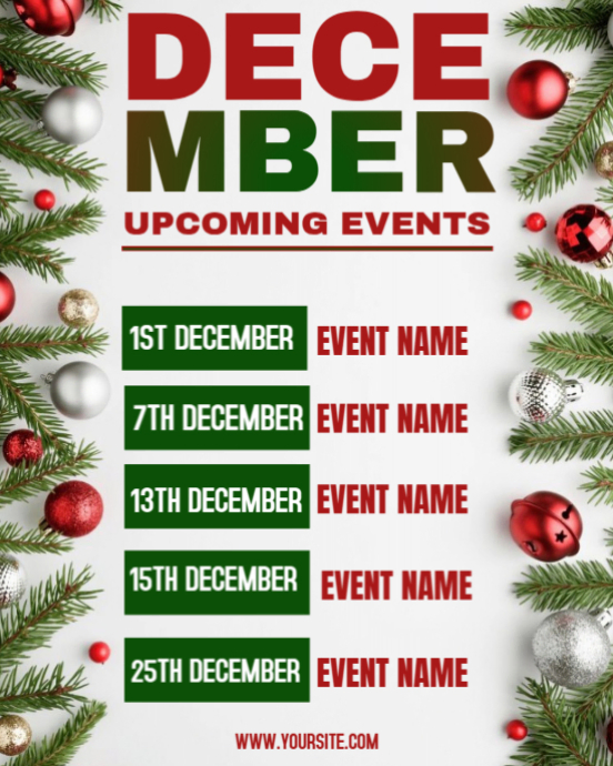 December Events Schedule Template | PosterMyWall