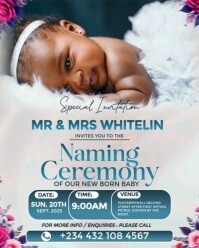 White Joyful Dedication And Naming Ceremony Flyer  Instagram Portrait template