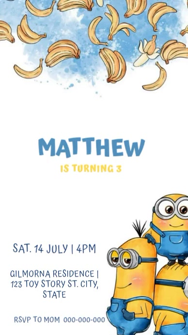 Plantilla de White Joyful Despicable Me Birthday Digital Display (9:16 ...