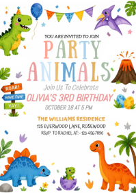 White Children's Birthday Party A3 Template