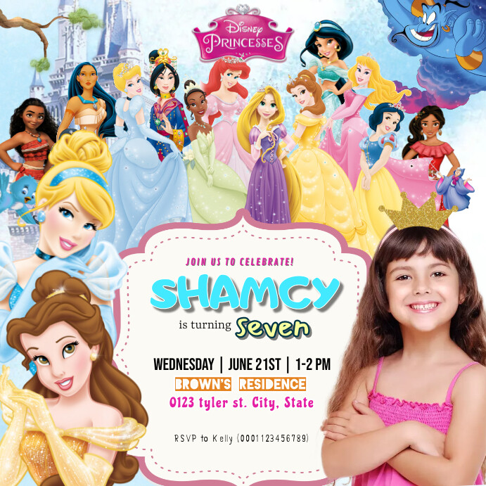 Disney Princess Posts White Joyful Disney Princesses Instagram Post Template | PosterMyWall