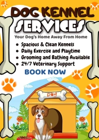 White Joyful Dog Kennel Services A2 template