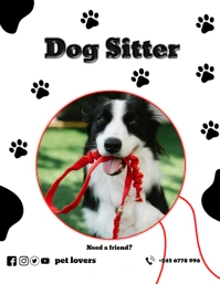 White Joyful Dog Siter Flyer (us Letter) template