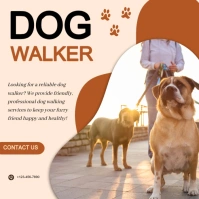 White Joyful Dog Walker  Instagram Post template