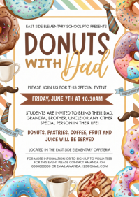 White Joyful Donuts with Dad Event A3 template