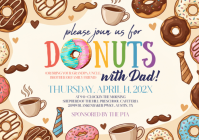 White Joyful Donuts with Dad Event A4 template
