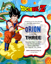 White Dragon Ball Z Birthday Invitation Instagram Portrait Template