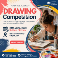 White Drawing Competition โพสต์บน Instagram Template